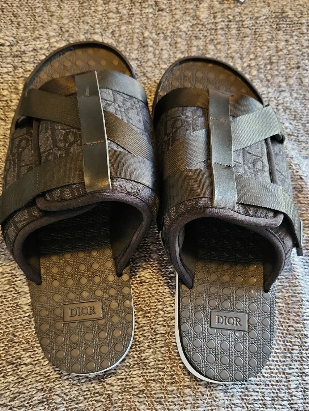 Dior Black Crisscross Logo Slide Sandals
